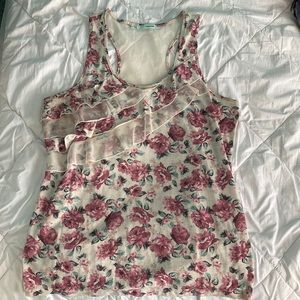 Maurices Ruffle Tank top, pink floral, Size XL
